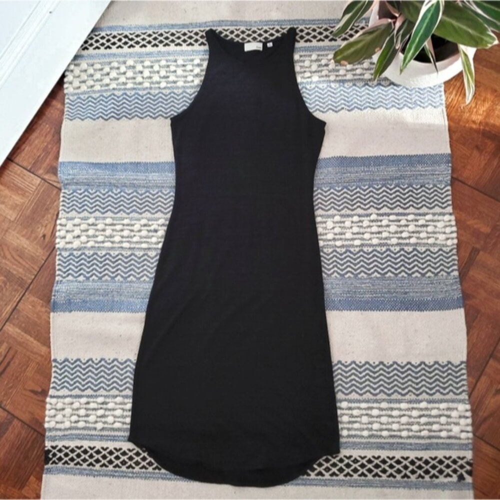 ARITZIA WILFRED FREE "Chrissy" Black Heathered Jersey Knit Halter Dress